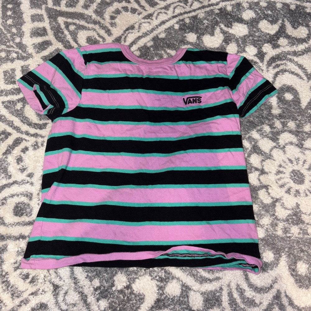 Vans women’s Striped T-Shirt - Pink and Black size xsmall